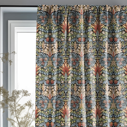William Morris Curtain Panel Snakeshead, Floral Botanical Blue Print  Curtain Panels,  Curtains for living room