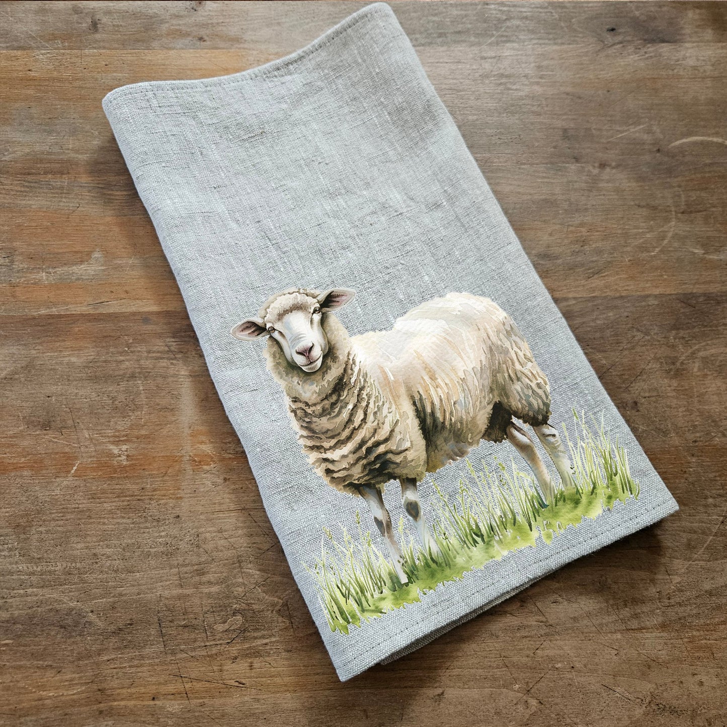 Sheep Tea Towel in linen, hand Towels Tea in linen,  pets Dish Towel  Kitchen Décor Tea Towel in linen