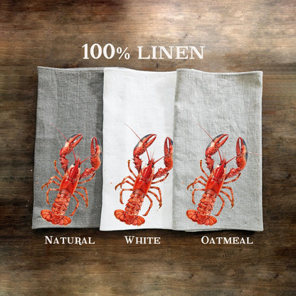 Lobster Tea Towel in linen, floral Hand Towels Tea, sea food Dish Towel, red lobster Kitchen Décor Tea Towel