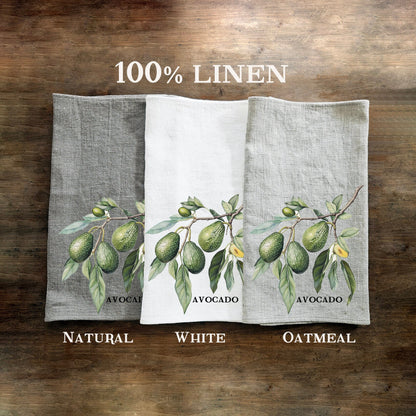 Avocado fruit tree Tea Towel in linen, Botanical hand Towels Tea in linen, Greenery Dish Towel Kitchen Décor Tea Towel in linen