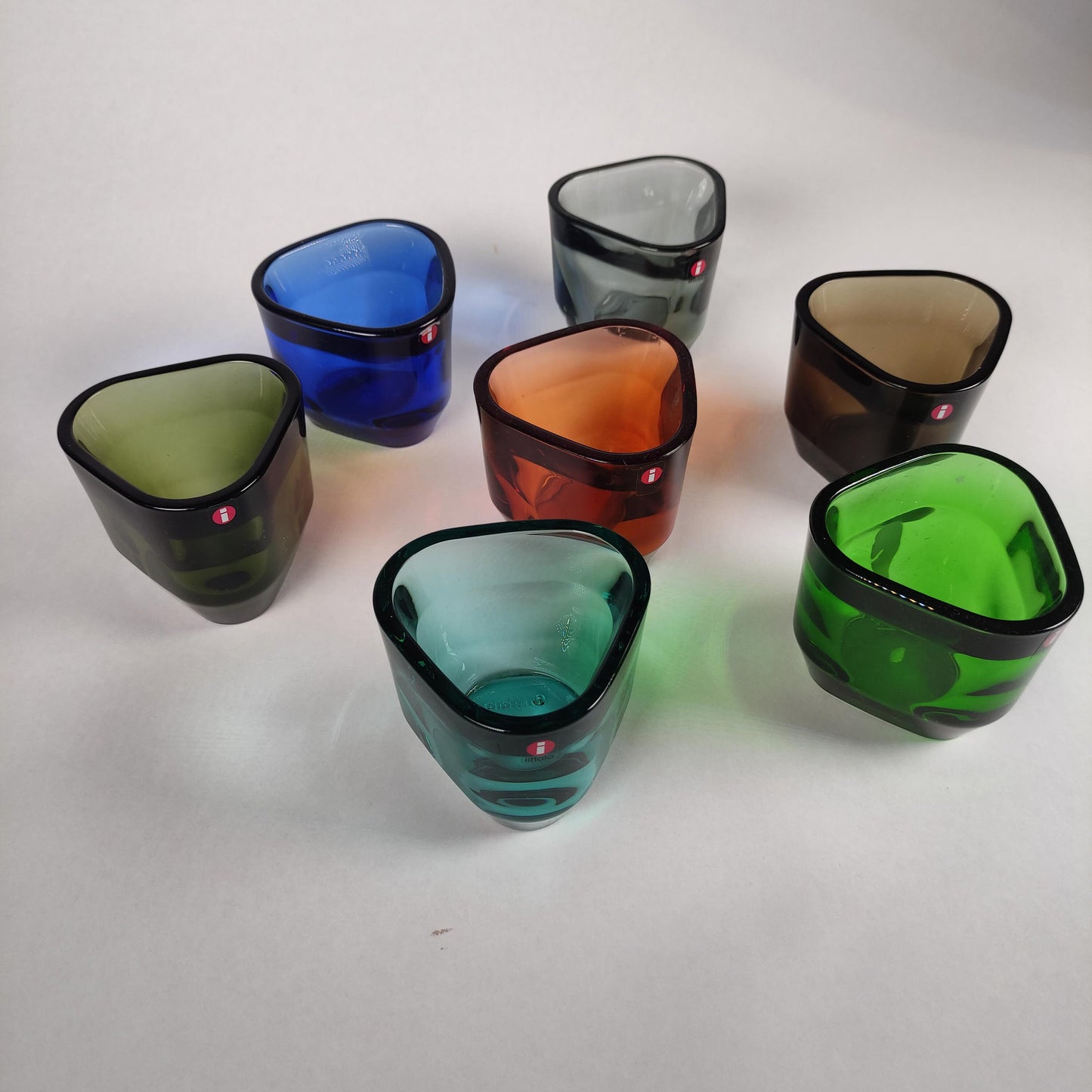 Iittala TRIS  - Tealight candleholder- candle holder -  Finnish glass design Vintage  - blue brown grey  - candleholder
