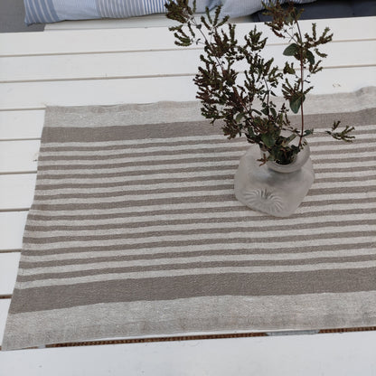 Linen runner - french sack linen. Grey blue striped Rustic linen Cottage farmhouse coutry style linen. Stonewashed. 100% linen Burlap