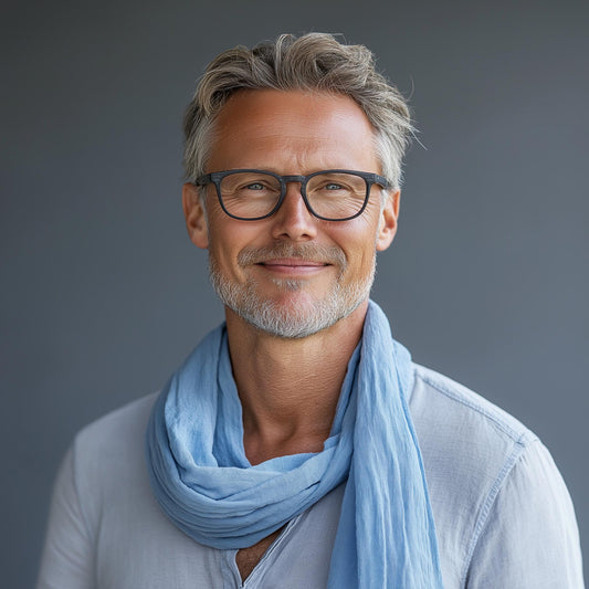 Linen Scarf in blue or others 40 colors- blue organic pure linen scarf unisex - Gift for friend husband lover son collegue father