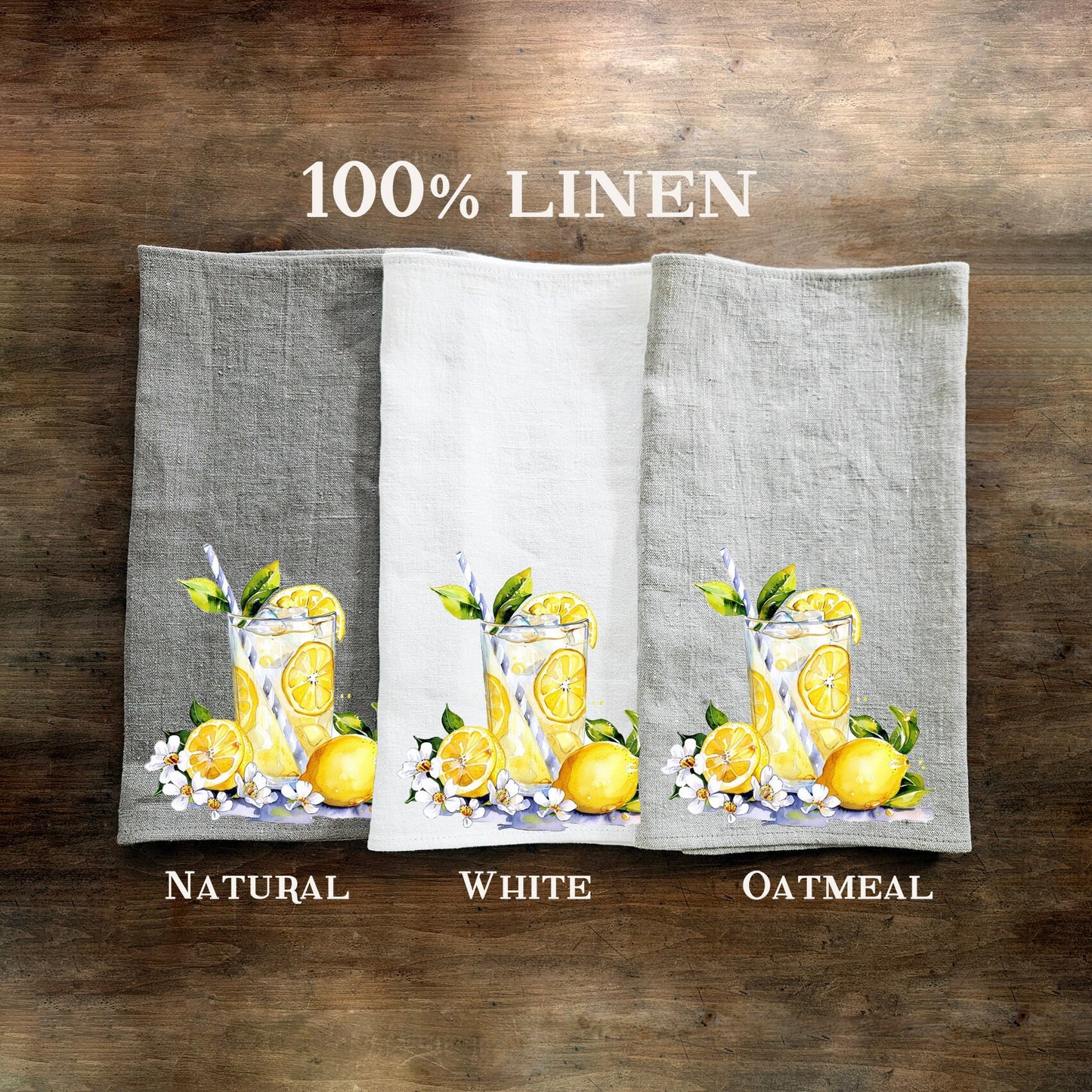 Lemon lemonade  Tea Towel in linen, floral Hand Towels Tea, botanical Floral Dish Towel, Floral Kitchen Décor Tea Towel