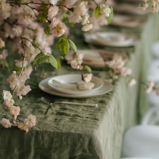 100% Linen tablecloth PREWASHED in green, Natural French table cloth rustic rectangle square oval french country style flax table cloth