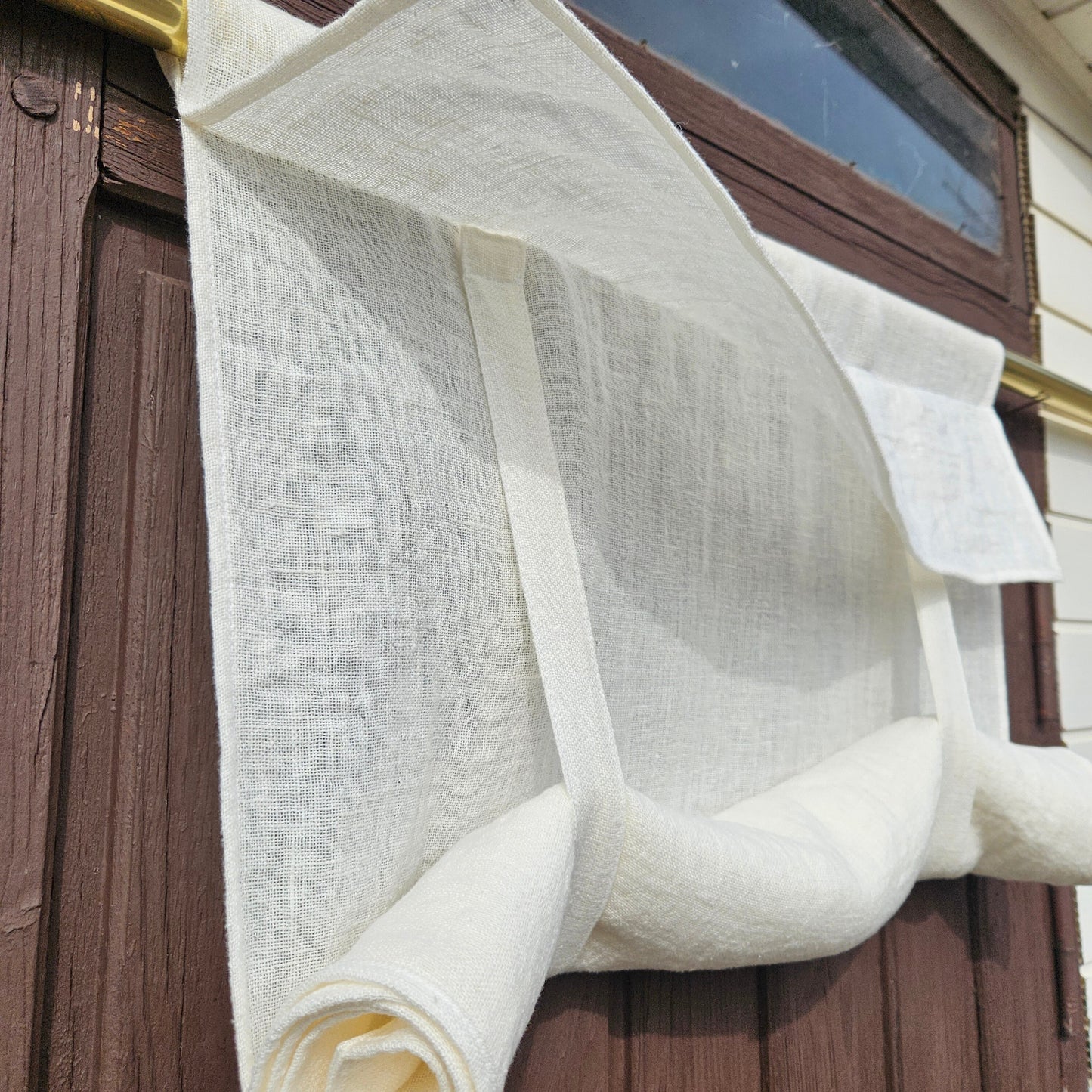 white French Door Curtain 1 Panel, white curtain panels for door window in linen