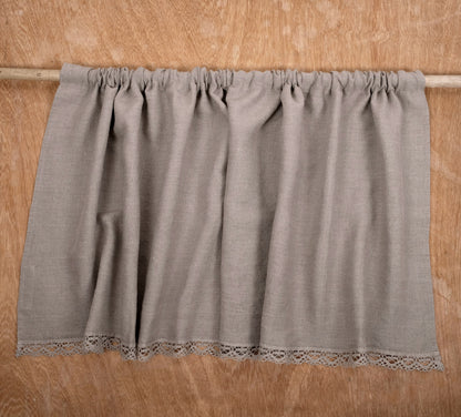 Ticking Valance - Farmhouse Curtain - Pure linen window treatment. Living room Cafe Kitchen window panel. Grain sack flax farmhouse style