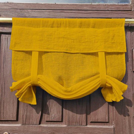mustard French Door Curtain 1 Panel  - french stripes linen curtains roman blinds