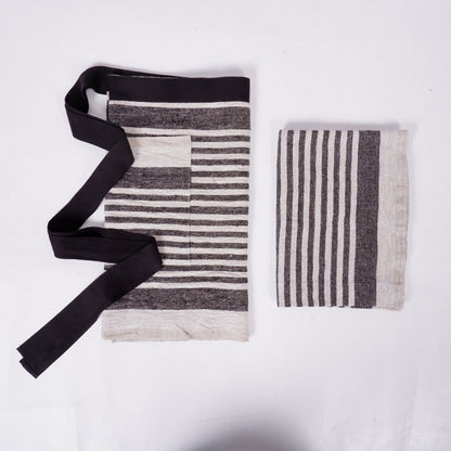 Garcon apron 100% Linen - french grain sack flax - natur black -  Softened Gardening Kitchen Apron -  Daily life apron