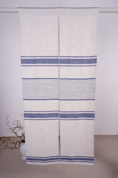 Striped Linen Noren Curtain, Japanese Linen Noren Panel, Japanese Curtain Door, Linen Doorway Drape, Linen Noren Drape Rod Pocket Panel