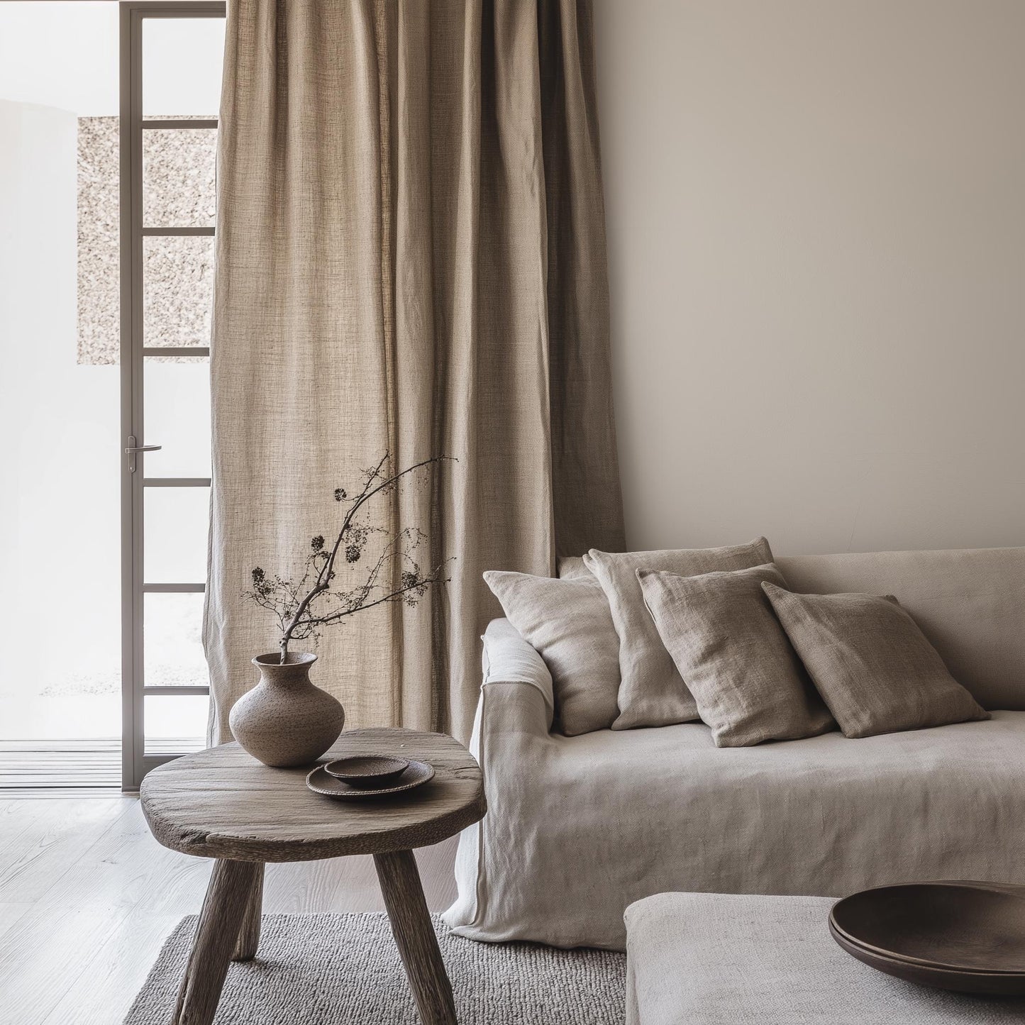 Heavy Linen Curtains natural - 100% linen Extra Long Curtains - Linen Curtains with rod pocket - neutral PREWASHED window panel curtains