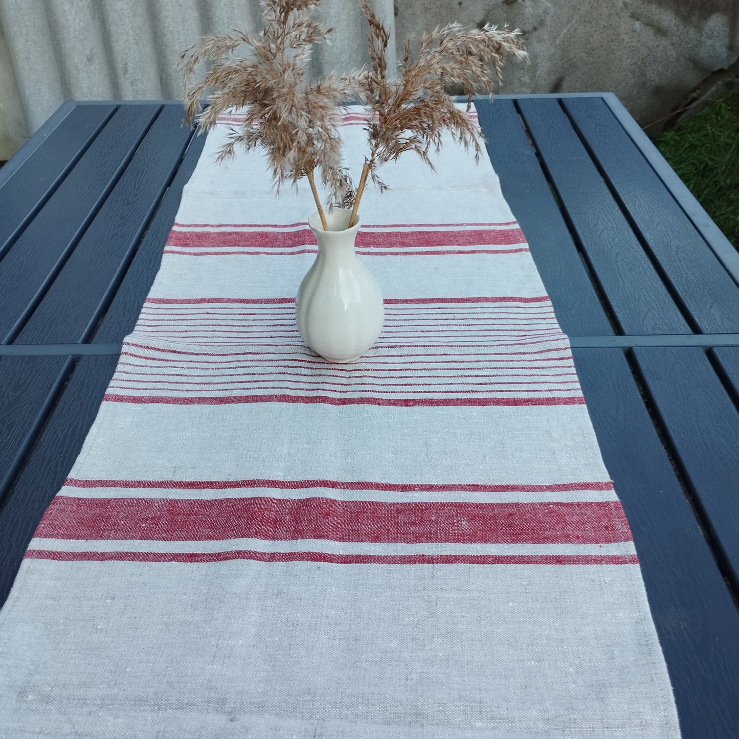 Linen runner - french sack linen. Rustic striped linen Cottage farmhouse coutry style linen. Stonewashed. 100% linen Burlap