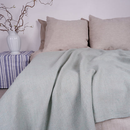 Stonewashed  Natural Blanket Bedspread Bed Cover - heavy weith huckaback flax - provence cottage coutrystyle Throw 100% Linen