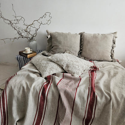 French linen Blanket, flax Bedspread - heavy weight huckaback linen bed cover - provence cottage coutrystyle Throw 100% Linen