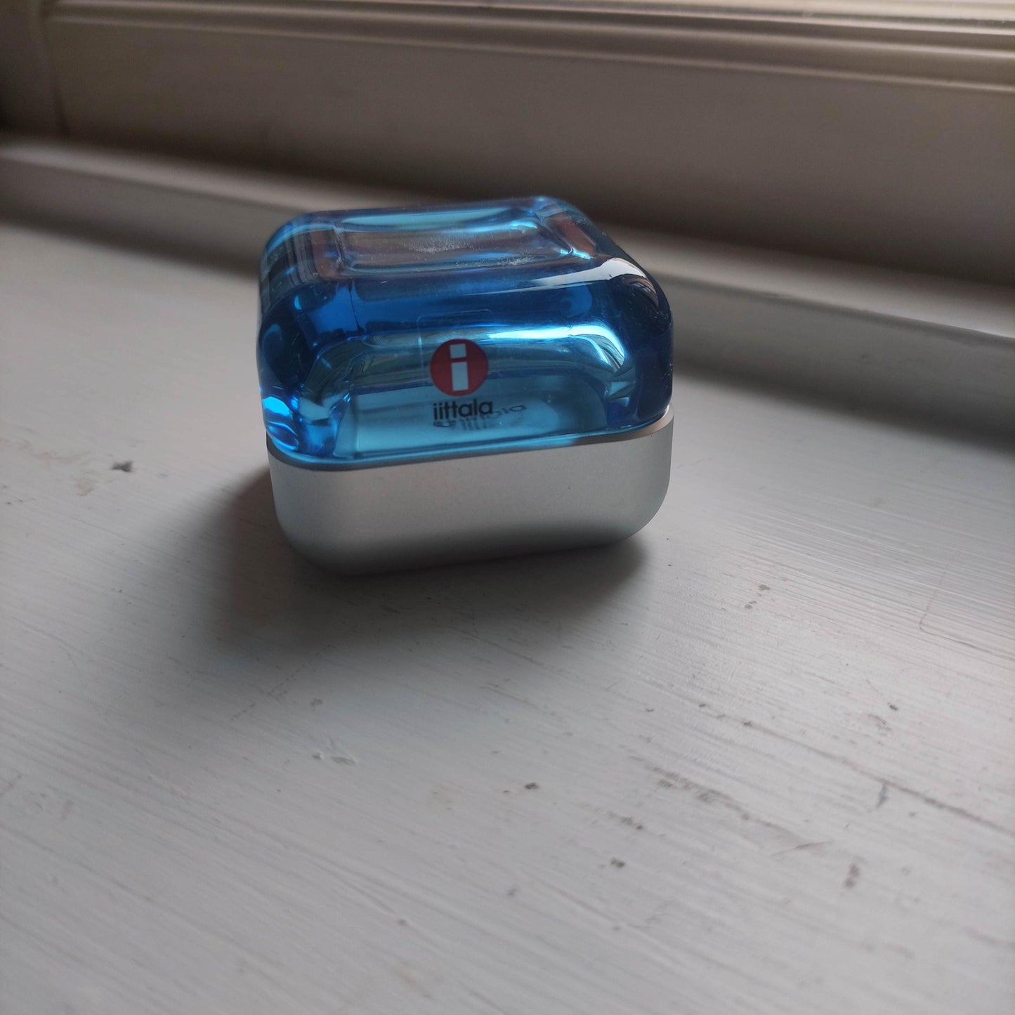 Iittala: VITRIINI Series -  Small Large  Jewelry Box - blue glass with metal bottom