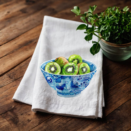 Apple bowl Tea Towel in linen, Chinoise bowl Hand Towels Tea in linen, linen  Dish Towel, Holiday Kitchen Décor Tea Towel in linen
