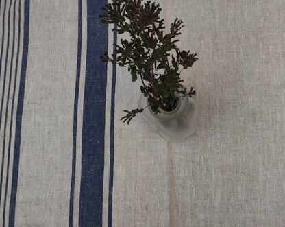 100% Linen tablecloth striped PREWASHED French table cloth, rustic rectangle square oval table, country style tablecloth Sack weave linen