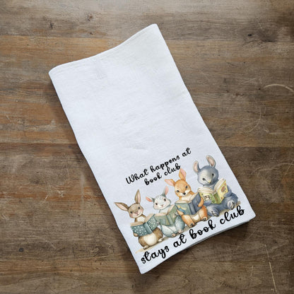 Book club Tea Towel in linen, Custom Hand Towels Tea in linen, artistic linen Dish Towel  Kitchen Décor Tea Towel in linen