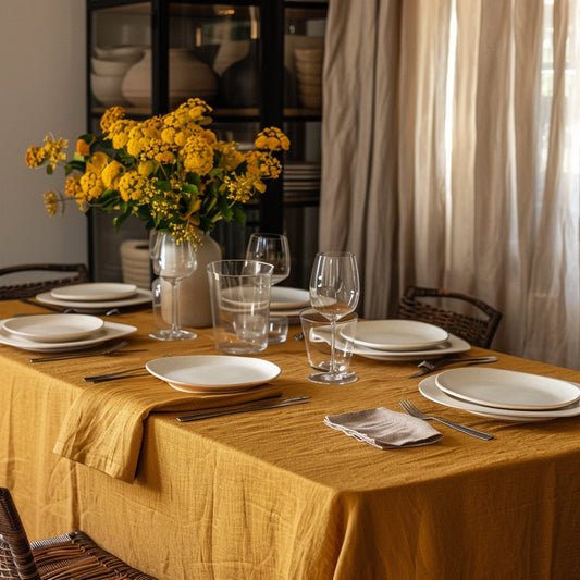 100% Linen tablecloth PREWASHED mustard yellow, French linen table cloth rustic rectangle square oval pale pink country style in custom size