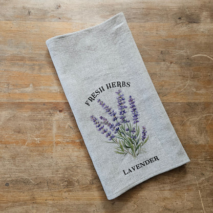 Lavender Floral Tea Towel in linen, Hand Towels Tea, Farmhouse Floral Dish Towel, Lavender Floral Kitchen Décor, Floral Kitchen Tea Towel
