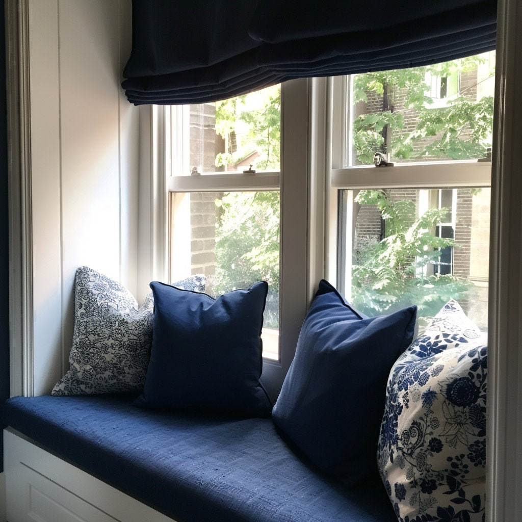 Bench cushion in linen in custom size,  natural Window seat cushions, Custom Chair seat pad with removable cover