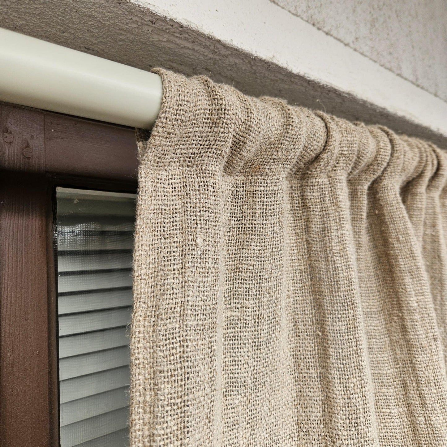 white grain sack Cafe Curtains, burlap Farmhous window panel, Living room Cafe Kitchen window curtain custom size