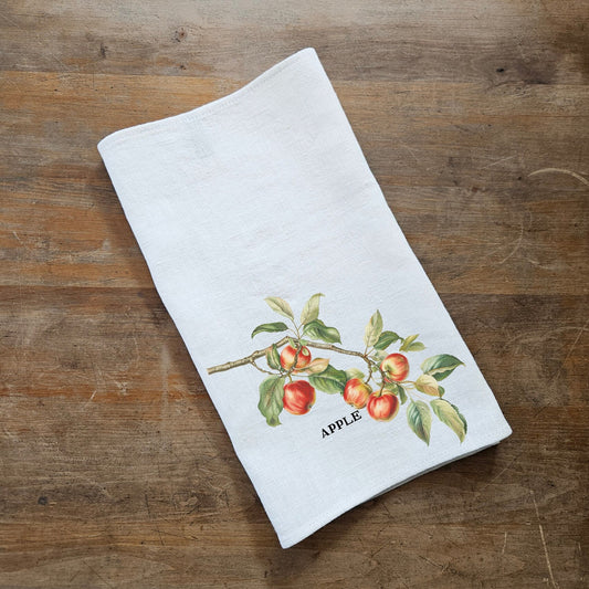 Apple fruit tree Tea Towel in linen, Botanical hand Towels Tea in linen, Apple garden Dish Towel  Kitchen Décor Tea Towel in linen