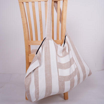 ZIPPER French style linen beach bag  - Oversized linen bag with zipper closure - linen beach bag with pockets  - large linen tote bag