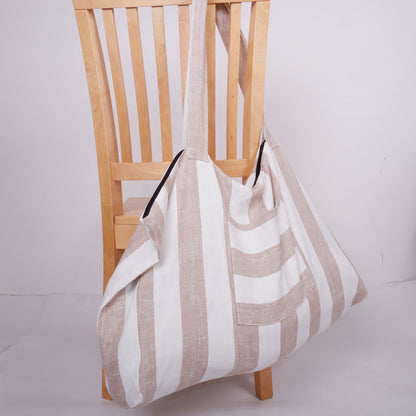 ZIPPER French style linen beach bag  - Oversized linen bag with zipper closure - linen beach bag with pockets  - large linen tote bag