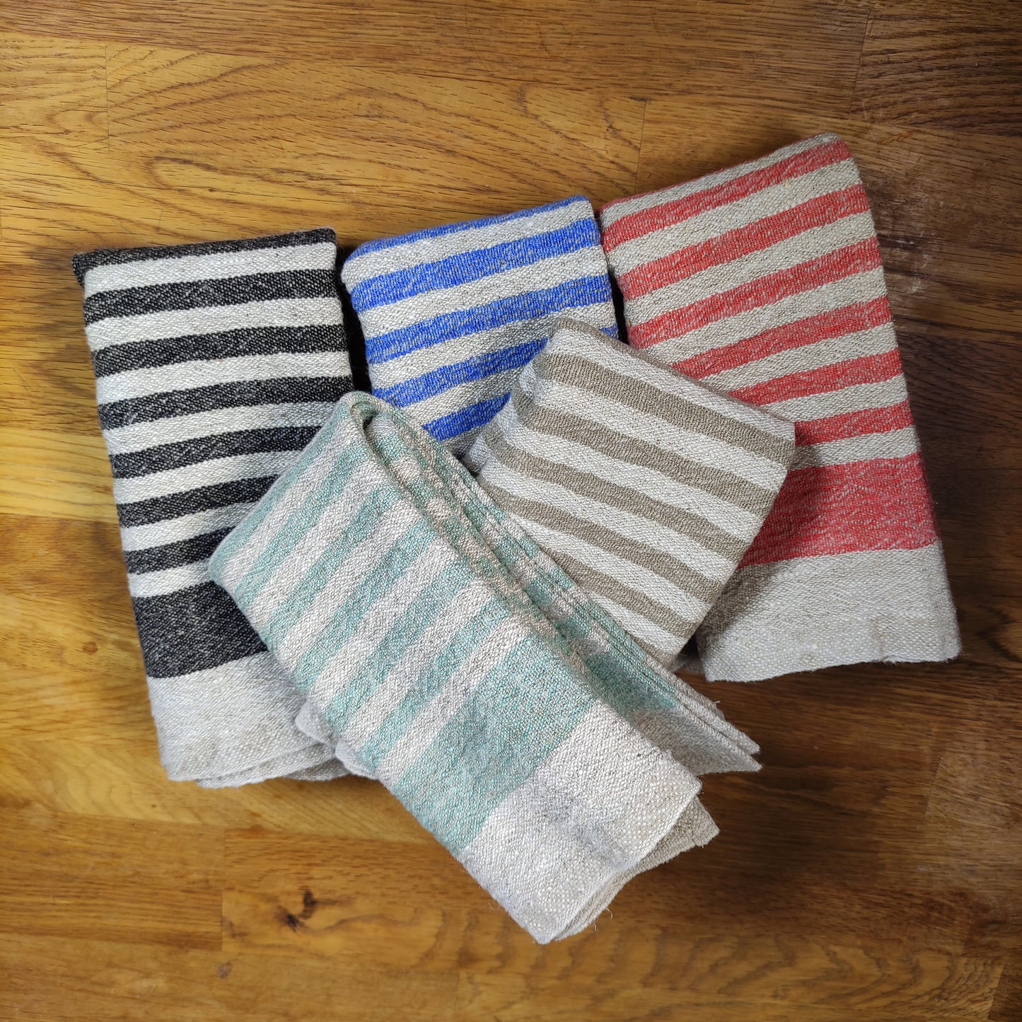 Stonewashed linen tea towel. STRIPED  - heavy soft flax fabric. hand towel. kitchen Dish towel