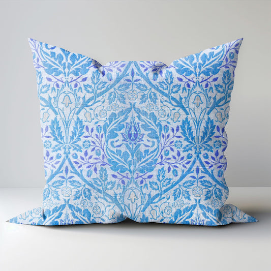 Modern linen Pillow Cover with William Morris blue print , Art and Crafts Pillow case on linen for Coutryhome  Victorian