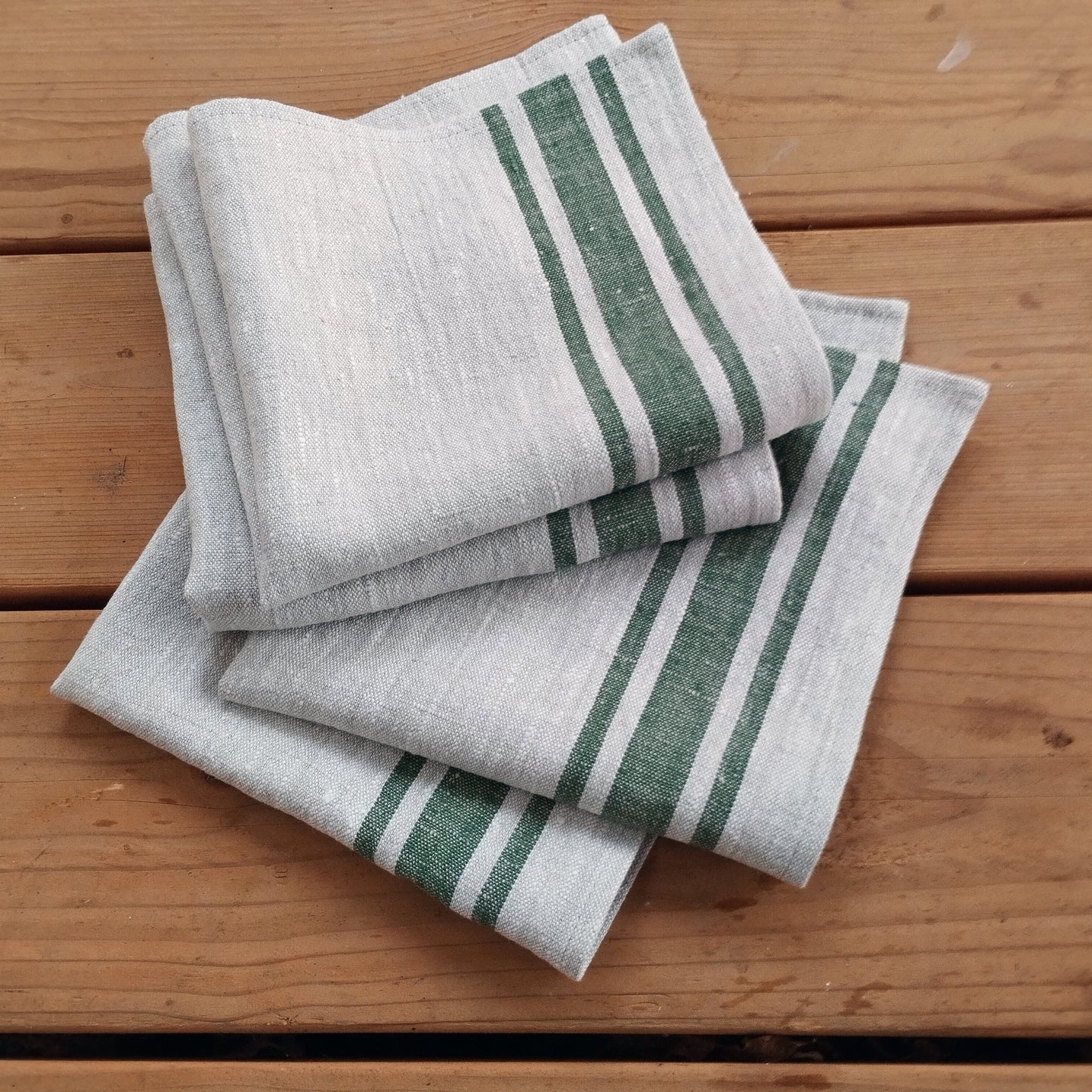 Linen napkins - French linen. Natural blue striped. Sack linen Cottage coutry style. Set of linen napkins. Stonewashed. Linen cloth napkins.