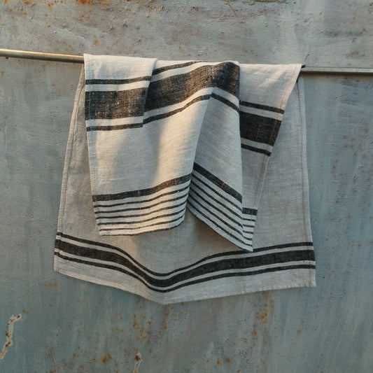 French striped linen towels, Farmhouse linen kitchen towels, Sauna Spa linen towels, Thick linen ttea towels, Natural linen hand towels