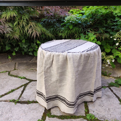 Linen Ottoman slipcover in custom size ROUND, natural cover Custom ikea linen cover cube slip cover for bench pouf sofa cover customsize