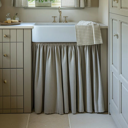 Linen Valance natural Farmhouse Pure linen window treatment - Living room Cafe Kitchen window panel -  farmhouse sink curtains