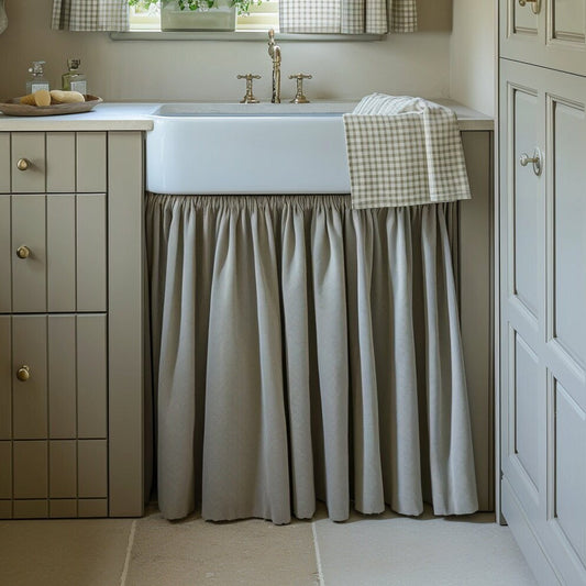 Linen Valance natural Farmhouse Pure linen window treatment - Living room Cafe Kitchen window panel -  farmhouse sink curtains