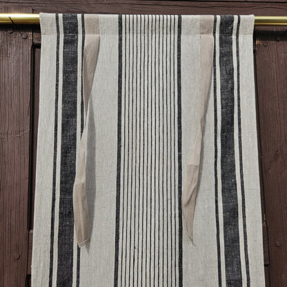 Striped Linen curtains valance with tie up , french farmhouse kitchen door curtains  in custom size