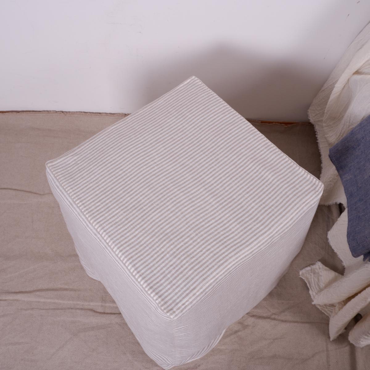 Linen Ottoman slipcover in custom size, natural cover Custom ikea linen cover cube slip cover for bench pouf sofa cover customsize