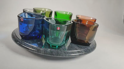 Iittala TRIS  - Tealight candleholder- candle holder -  Finnish glass design Vintage  - blue brown grey  - candleholder
