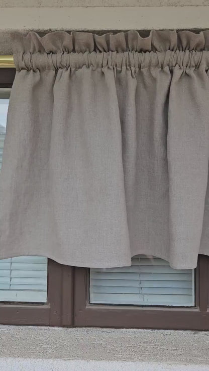 Natural linen Cafe Curtains in custom size, custom size Farmhous window panel, Living room Cafe Kitchen window curtain custom size